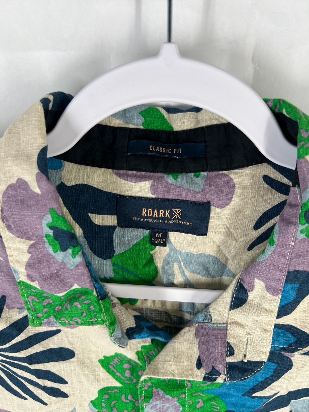 Roark Men’s Floral Button Up Shirt Size M Organic Cotton Linen - Picture 3 of 13